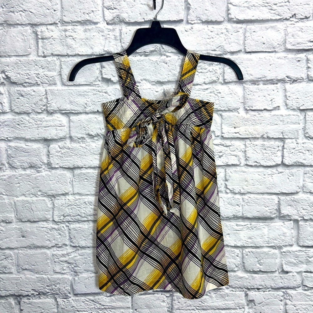 Egg snd Avocado 5Y Purple and Yellow Plaid Tank Dress